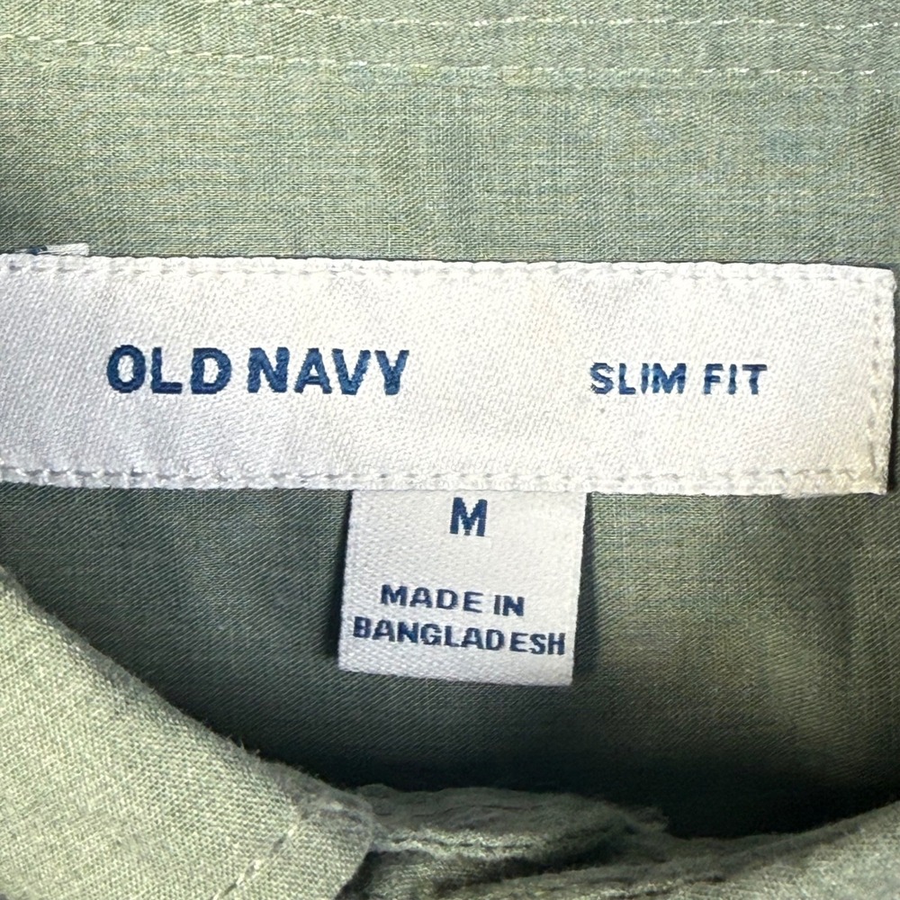 Old Navy Womens Slim Fit Button Down Shirt Sage Green Cotton Blend Size Medium - Picture 5 of 6